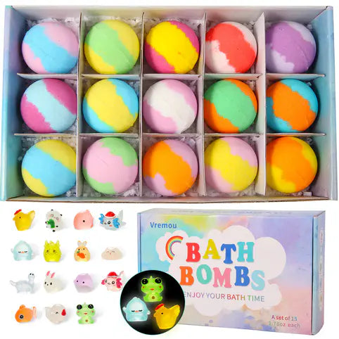 Bath Bombs for Kids with Toys Inside (15pcs)