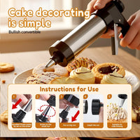 Stainless Steel Cookie Press with 13 Discs & 8 Nozzles