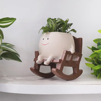 Cute Smiley Face Rocking Chair Plant
