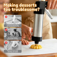 Stainless Steel Cookie Press with 13 Discs & 8 Nozzles