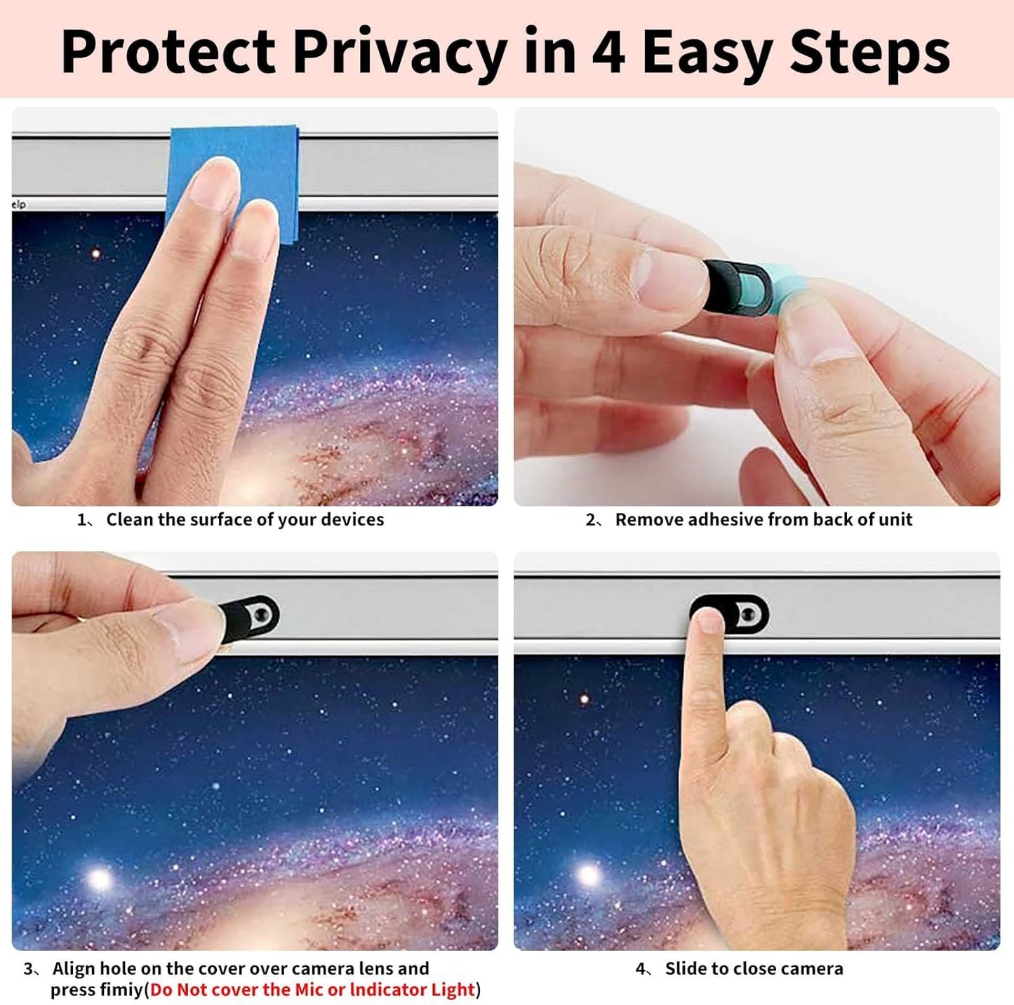 Webcam Cover 3 Pack 0.03 inch,Protect Your Privacy Laptop and phone Camera Cover Slide