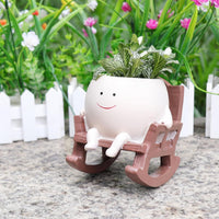 Cute Smiley Face Rocking Chair Plant