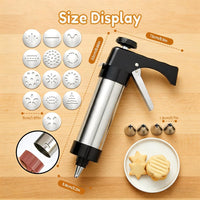 Stainless Steel Cookie Press with 13 Discs & 8 Nozzles