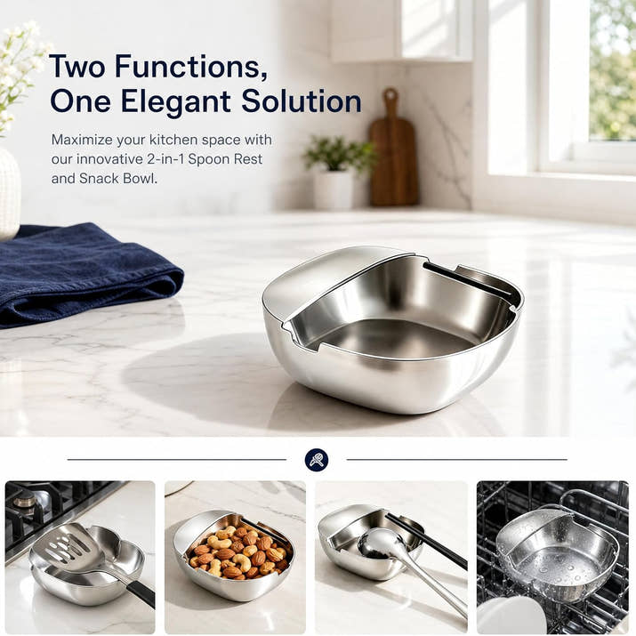 PureBox 2-in-1 Premium Stainless Steel Spoon Rest & Utensil Holder™