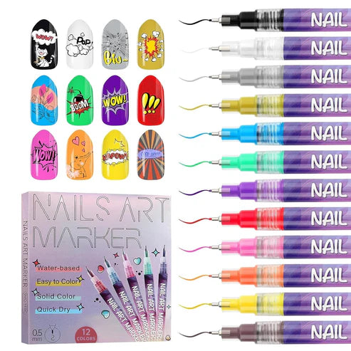 GlamLines™ Nail Art Pen Set 12 Colors