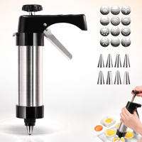 Stainless Steel Cookie Press with 13 Discs & 8 Nozzles