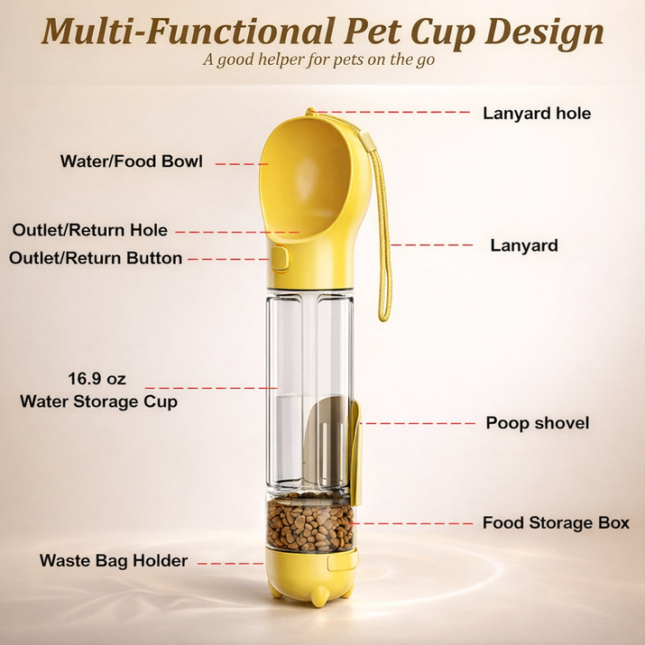 4-in-1 Portable Pet Water & Food Bottle