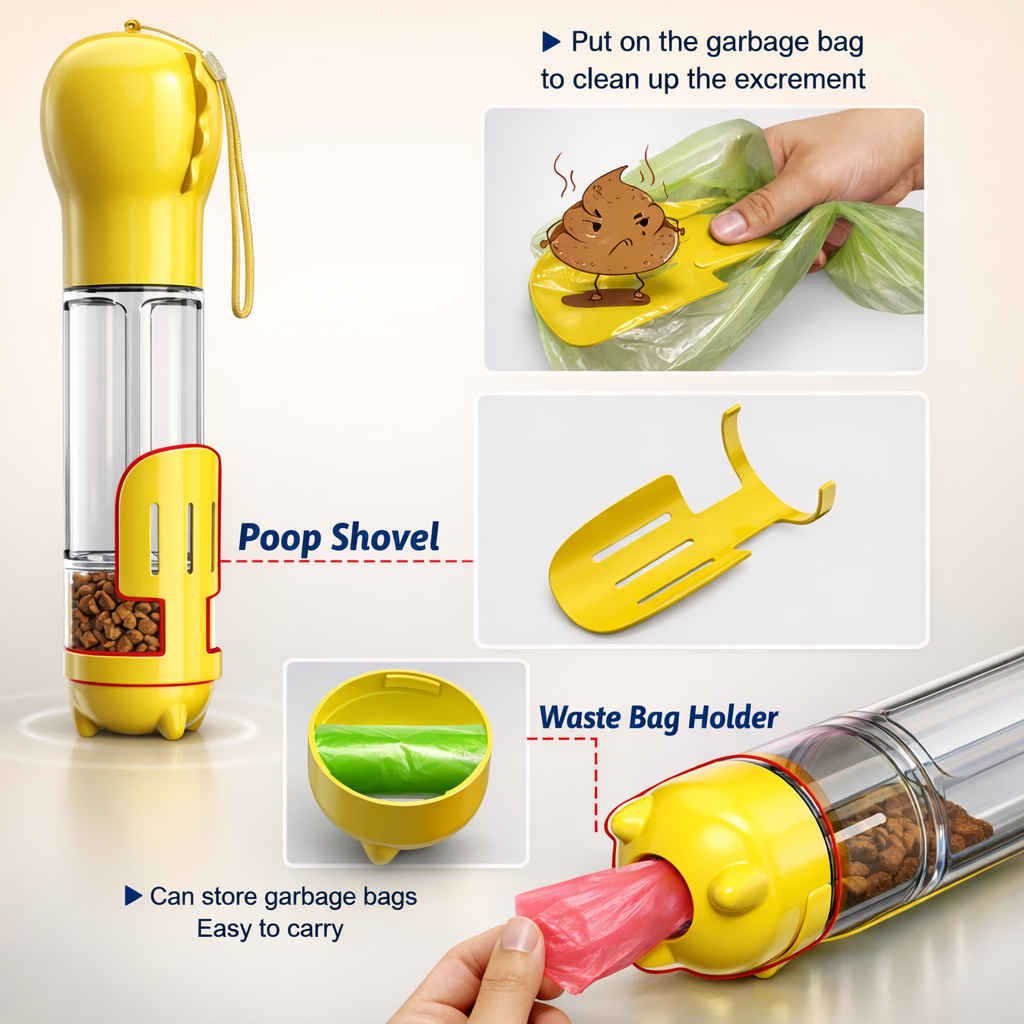 4-in-1 Portable Pet Water & Food Bottle