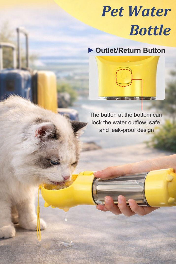 4-in-1 Portable Pet Water & Food Bottle