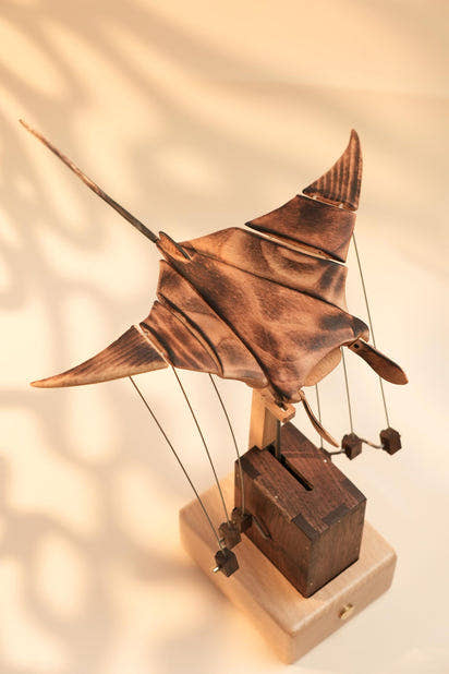 Hand-Carved Kinetic Manta Ray Sculpture™ (Only 10 pieces Crafted)