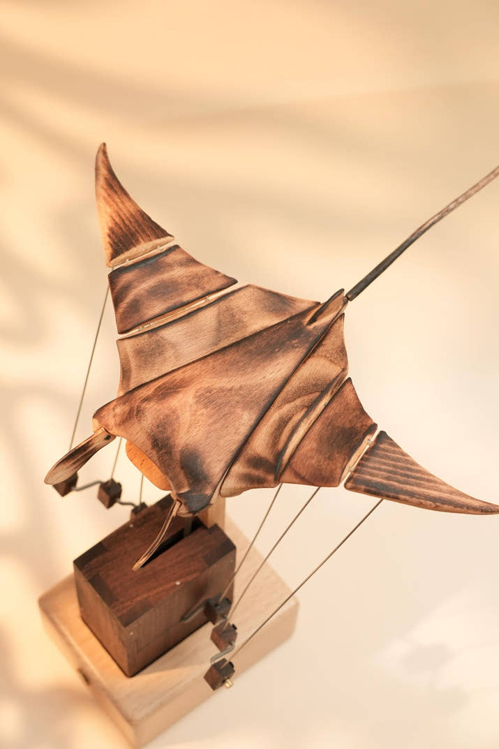 Hand-Carved Kinetic Manta Ray Sculpture™ (Only 10 pieces Crafted)